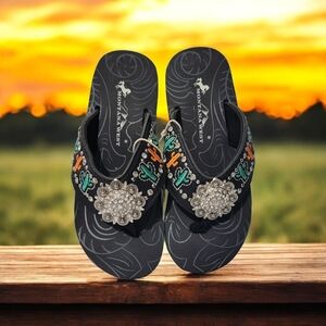 Montana West Women's Black Embellished Sandals